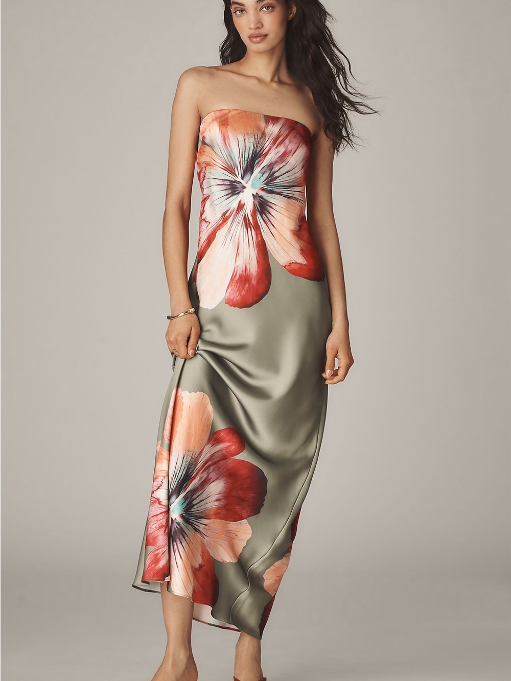 Anthropologie The Fleur Strapless Satin Maxi slip Dress - NWT